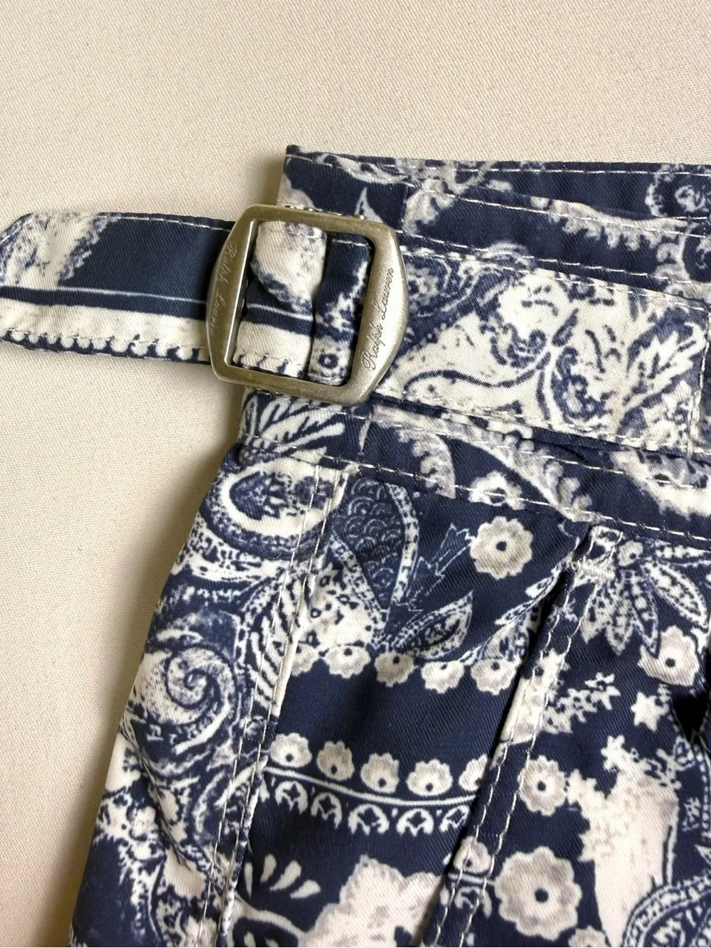 Ralph Lauren Purple Label Mayfair Swim Trunks Blue Bandana Paisley Patchwork L